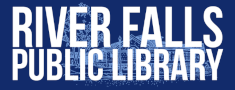 River Falls Public Library text on a dark blue background