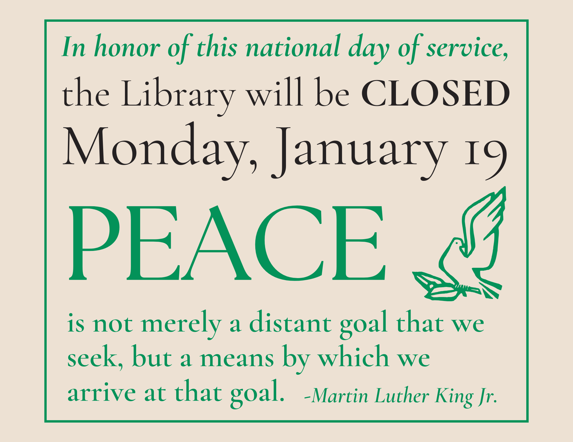 cream green and black words green dove