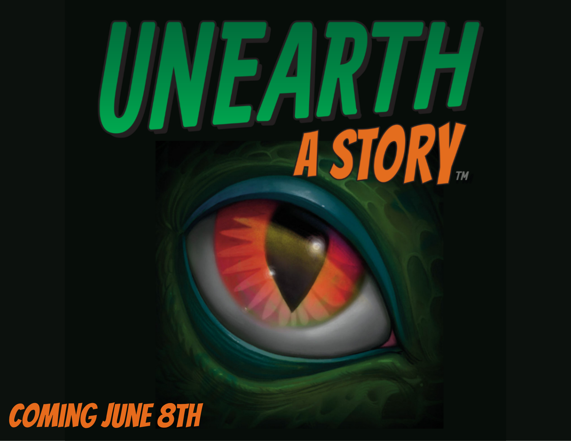 Dinosaur Eye on dark background with Summer Library Logo